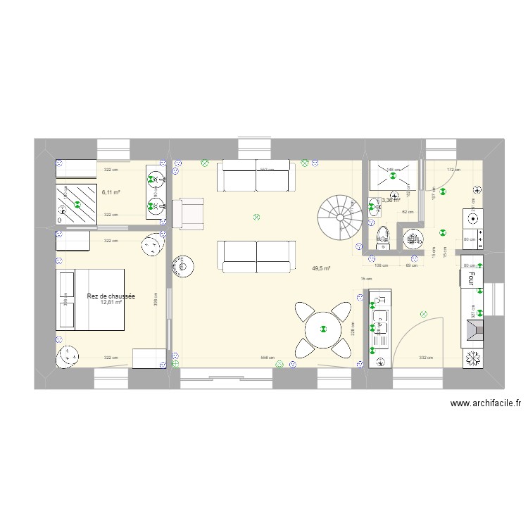 Brehat Rez de chaussée VF (2). Plan de 4 pièces et 72 m2