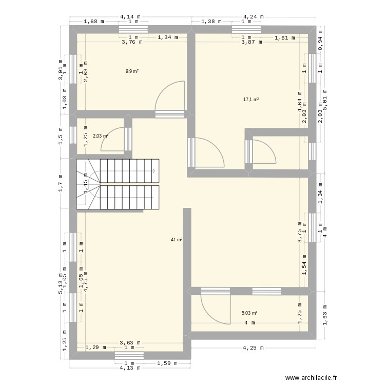 Mertilien Etienne. Plan de 5 pièces et 75 m2