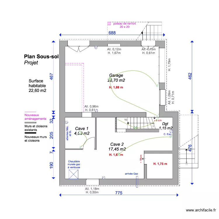 Viroflay Sous Sol. Plan de 