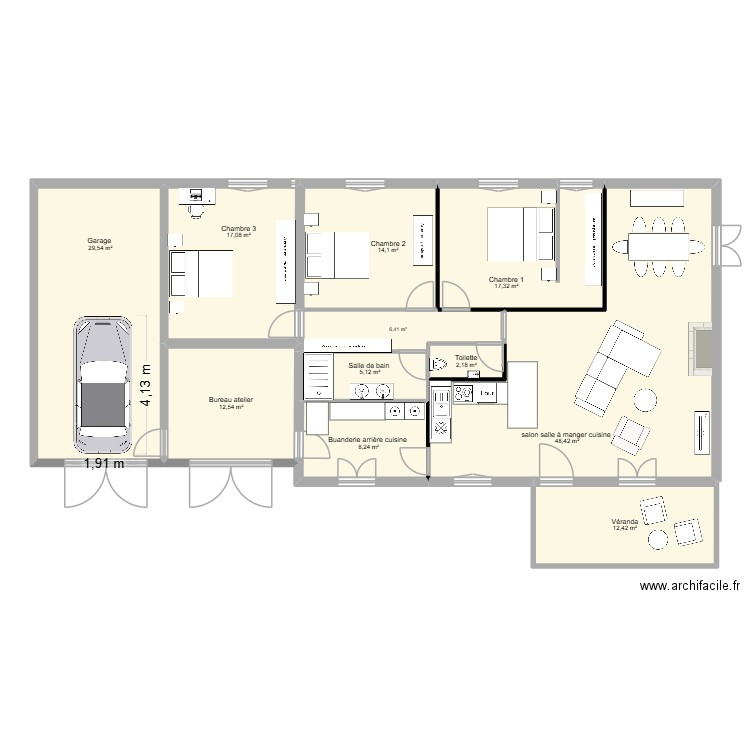 modifications bois de lise1. Plan de 11 pièces et 173 m2
