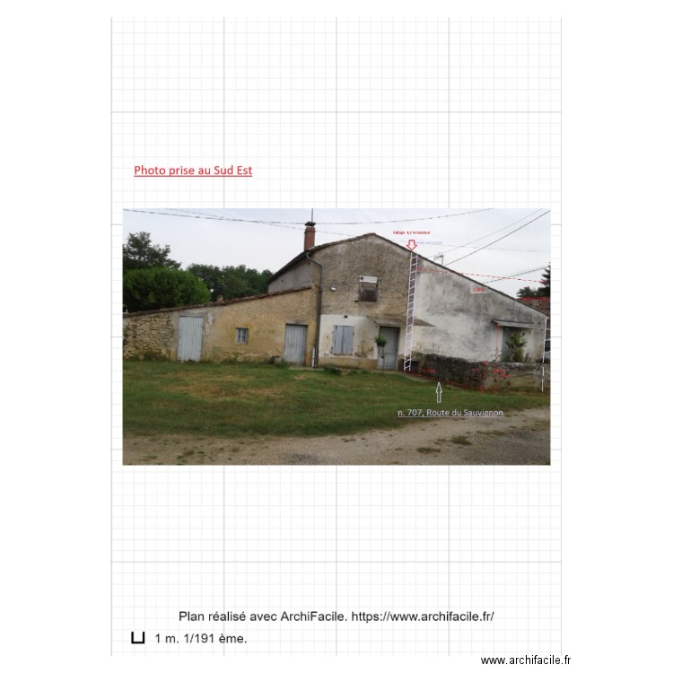 façade sud est , n°707 route du sauvignon. Plan de 0 pièce et 0 m2