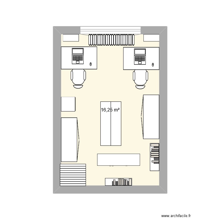 bureau. Plan de 1 pièce et 16 m2