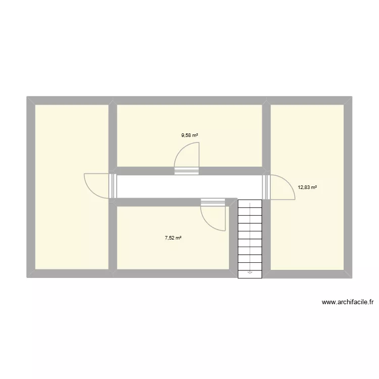 larr&eacute; &eacute;tage. Plan de 4  et 43 m²