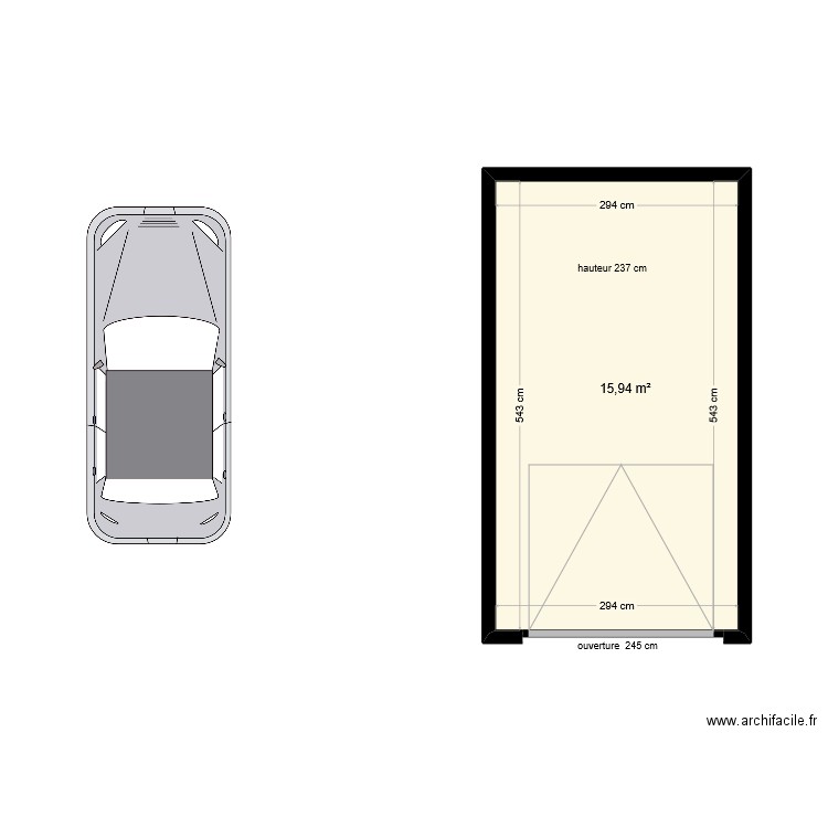 poussel. Plan de 1 pièce et 16 m2