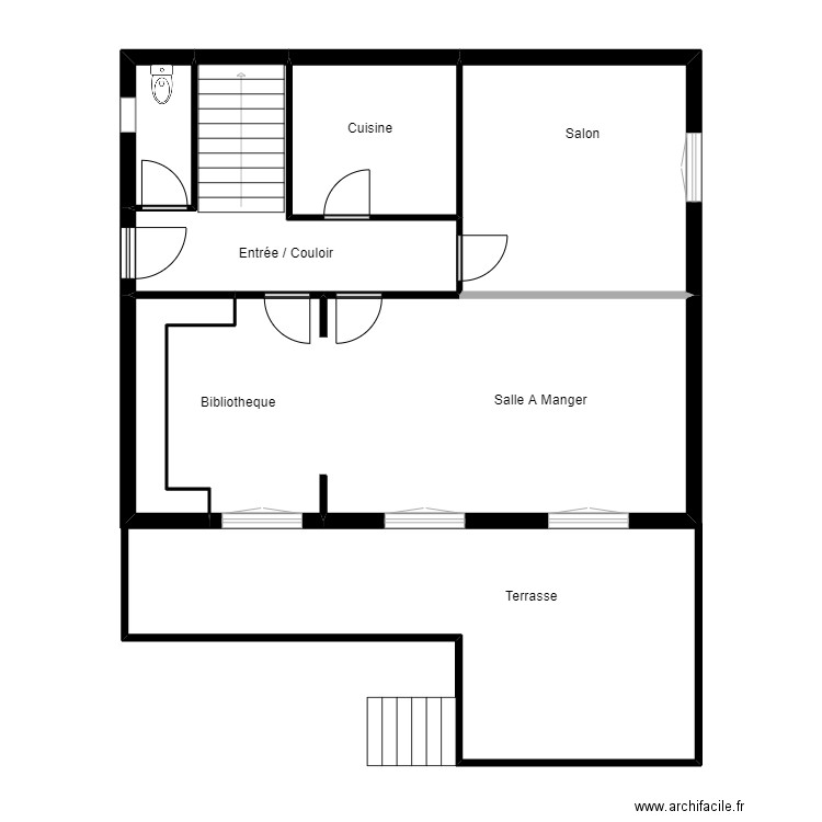 DECATOIRE RDC EXISTANT. Plan de 6 pièces et 74 m2