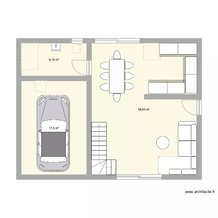 maison mitoyenne. Plan de 3  et 62 m²