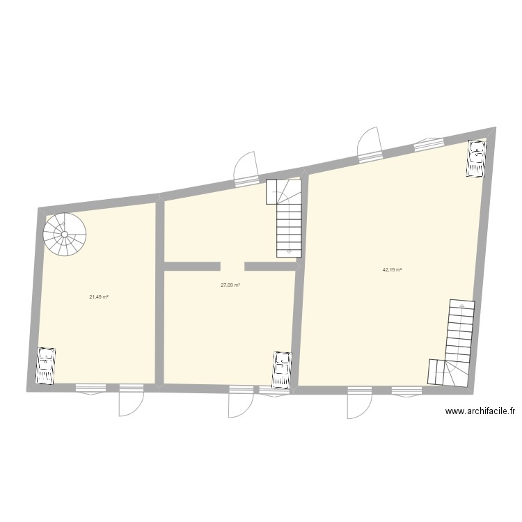villecheneve rdc. Plan de 0 pièce et 0 m2