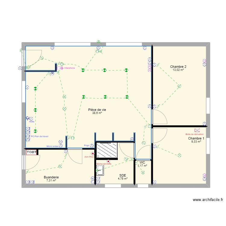 VINCE. Plan de 6 pièces et 74 m2