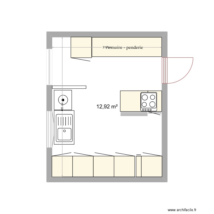 cuisine - 1. Plan de 1 pièce et 13 m2