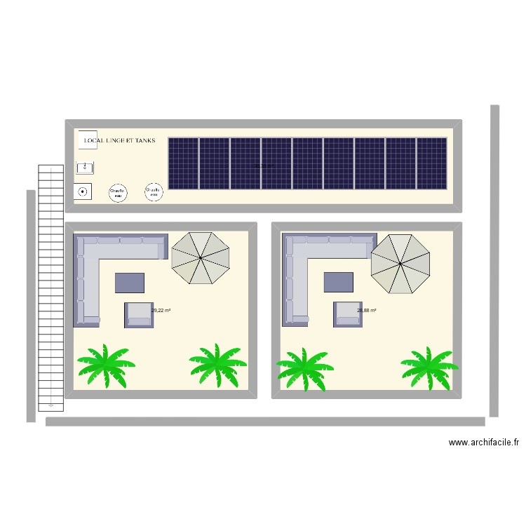 VILLAS NUNGWI Toit Terrasse. Plan de 3 pièces et 88 m2