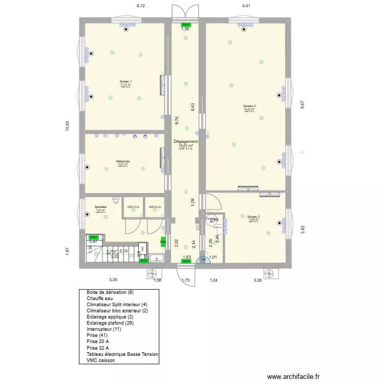 PLAN IMPLANTATION ELEC BUREAUX CCS. Plan de 9 Pièces et 110 m² PLAN IMPLANTATION ELEC BUREAUX CCS. Plan de 9 Pièces et 110 m²