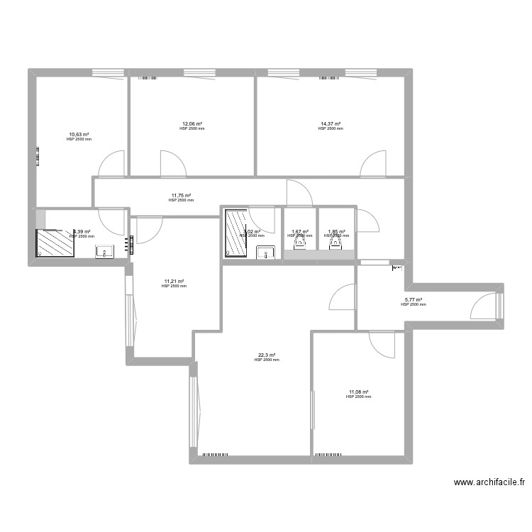 Asturies_Projet. Plan de 12 pièces et 110 m2