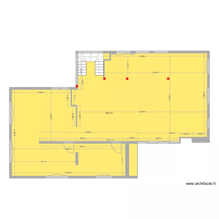 Leroux Barth base avec porteurs I. Plan de 2  et 169 m²