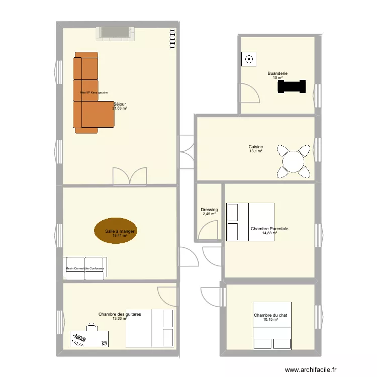 Drapeau. Plan de 8  et 113 m²