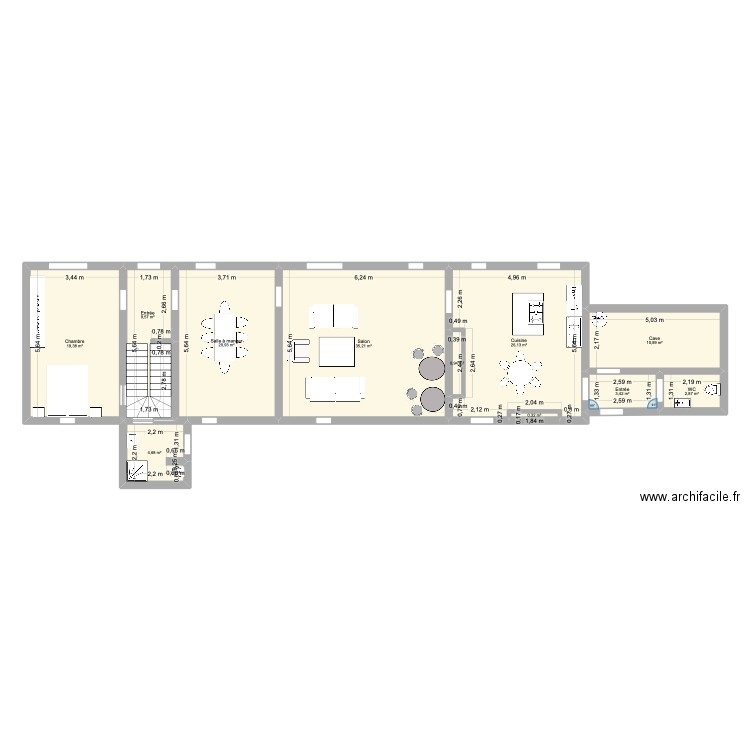 Guitoune RDC meublé. Plan de 11 pièces et 134 m2