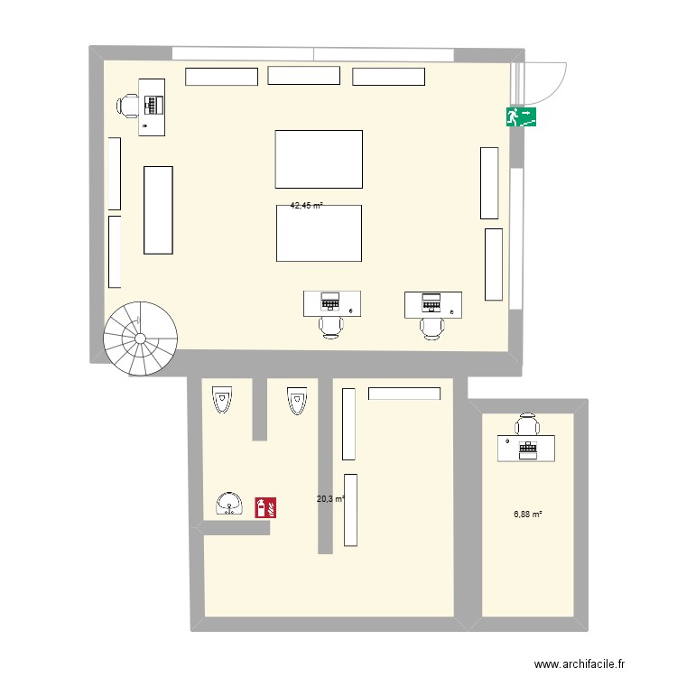 zoning mauboussin. Plan de 3 pièces et 70 m2
