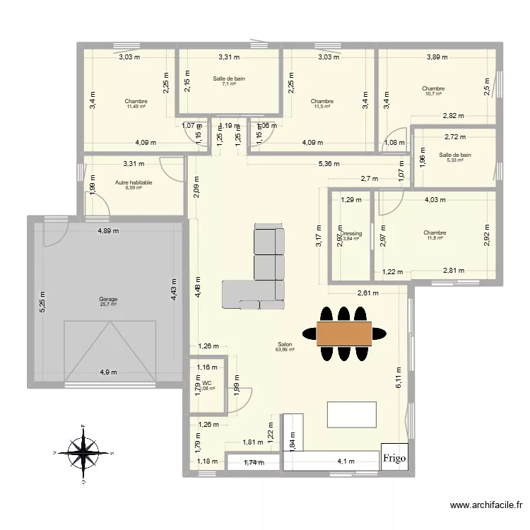MAISON MESS&Eacute; (3). Plan de 12  et 161 m²