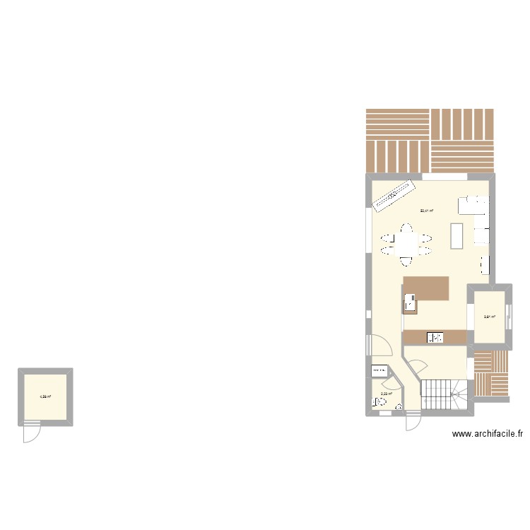 maison grasse avec terrasse. Plan de 4 pièces et 63 m2