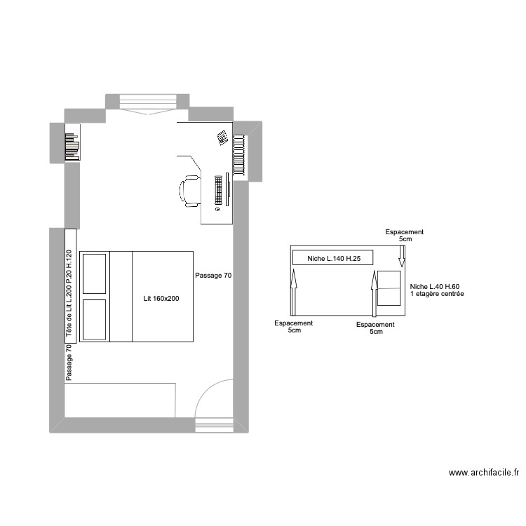 Grande Armée - Chambre Paul. Plan de 0 pièce et 0 m2