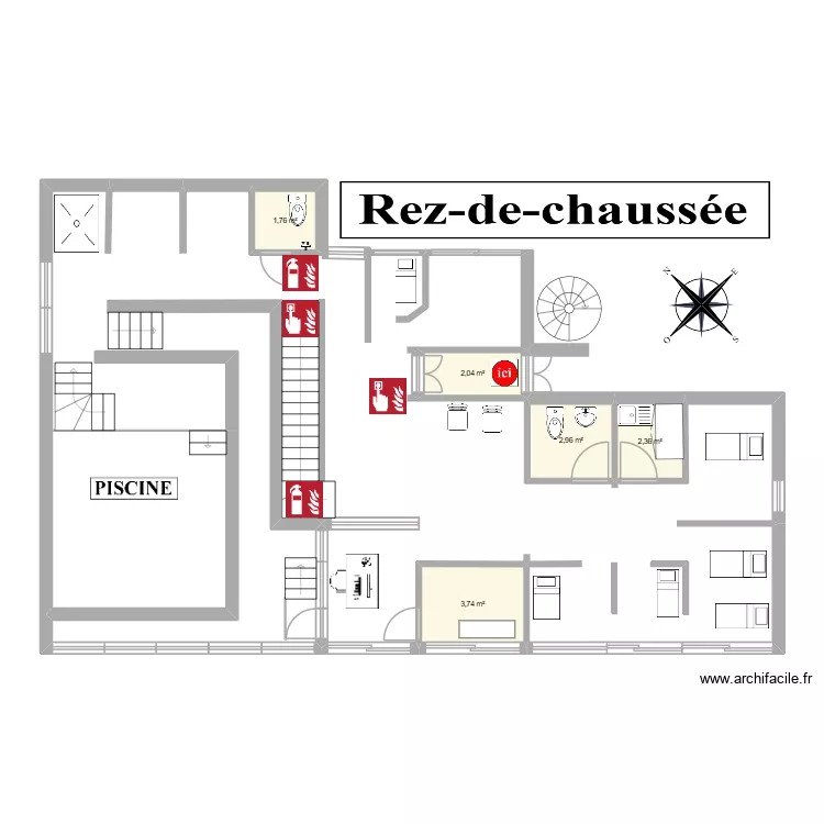 Belensol rdc. Plan de 5  et 13 m²
