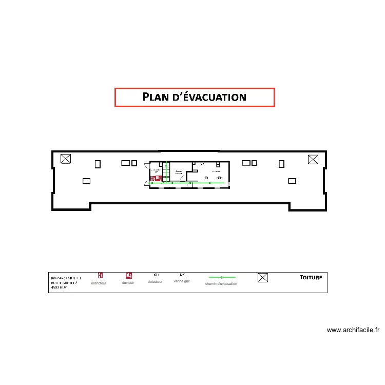 chemin d'evacuation sous toiture mottet. Plan de 