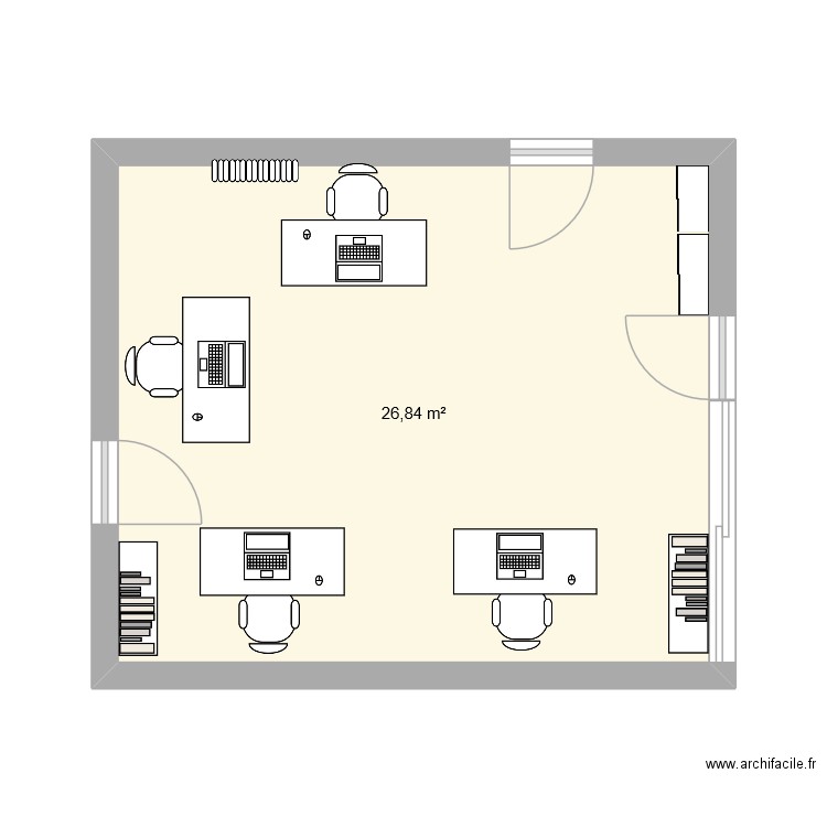 bureau ponts. Plan de 1 pièce et 27 m2