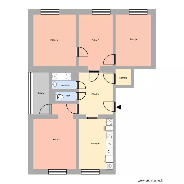 Komensk&eacute;ho 621, byt 13. Plan de 22 Pièces et 214 m²
