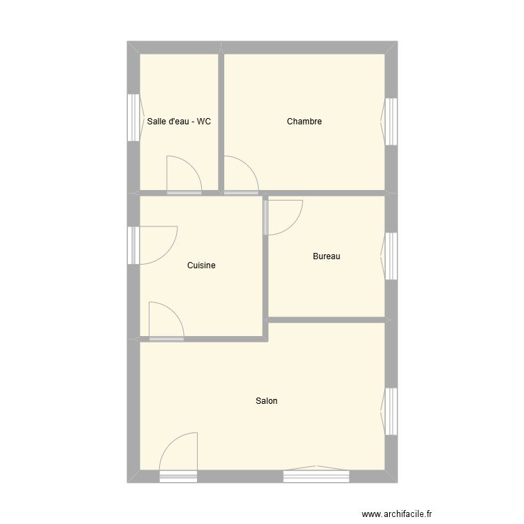 France. Plan de 5 pièces et 44 m2