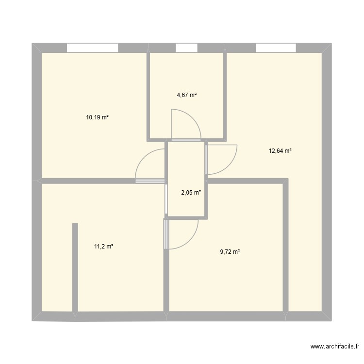 etage version 2. Plan de 6 pièces et 50 m2