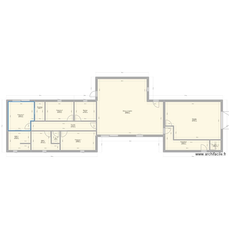 Maison cotation interieur. Plan de 13 pièces et 190 m2