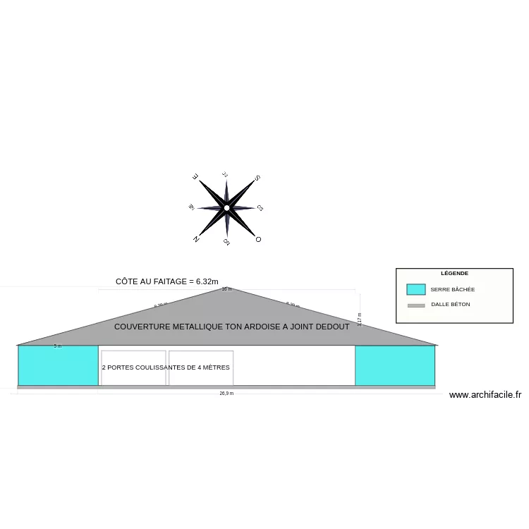 FA&Ccedil;ADE NORD-OUEST. Plan de 