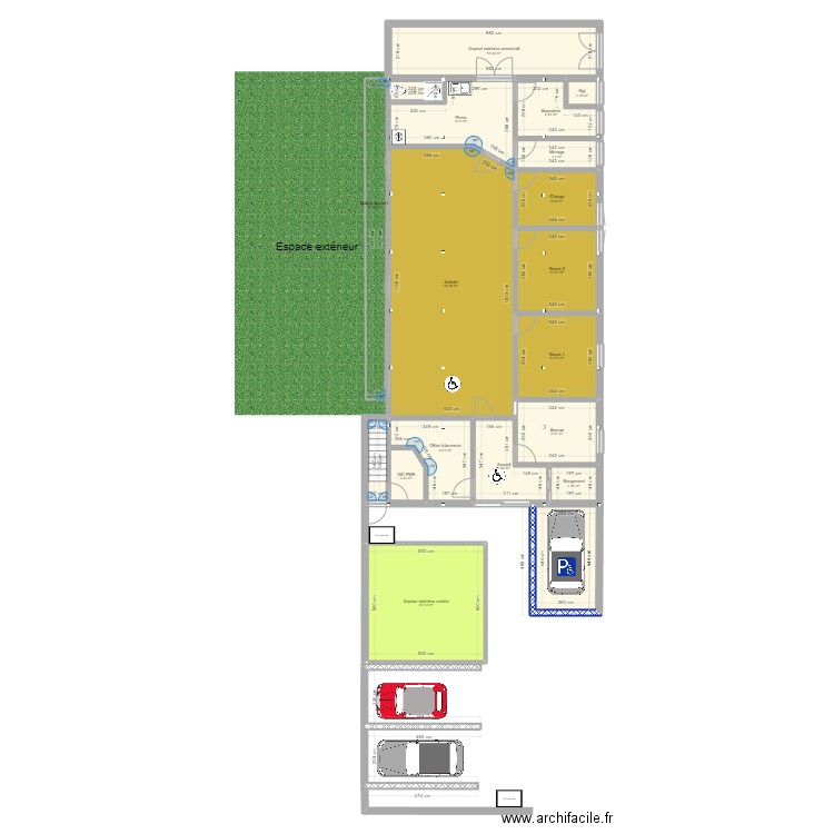 Boirispeaux - Projet crèche- bas. Plan de 31 pièces et 384 m2