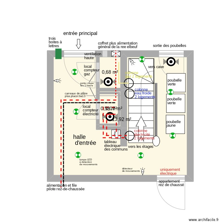 aménagement rez de chaussée. Plan de 0 pièce et 0 m2