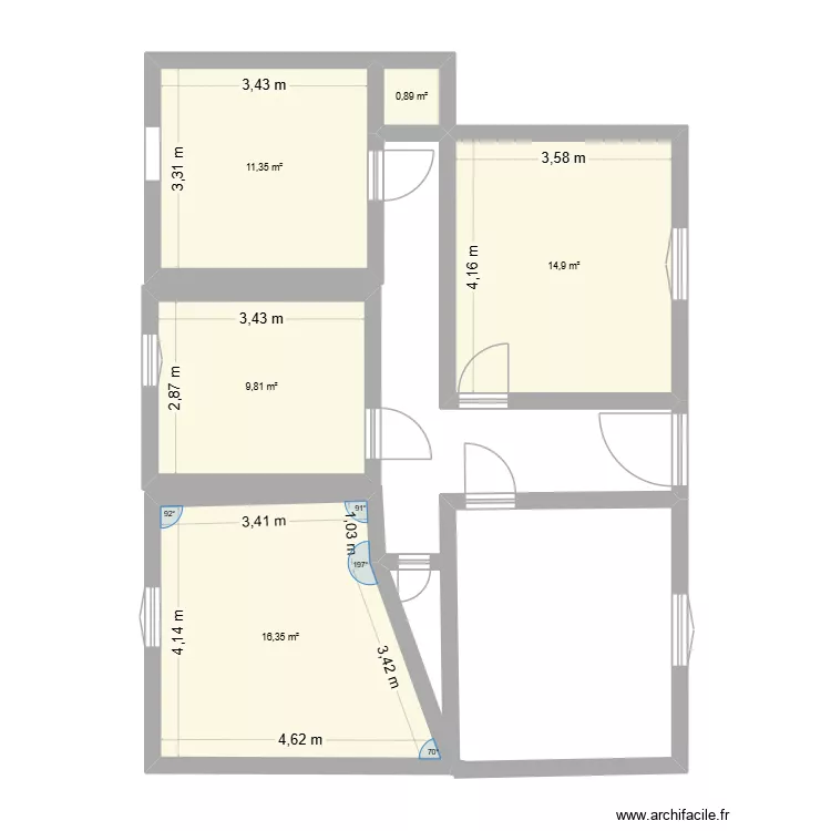 NOAILLES. Plan de 5  et 53 m²