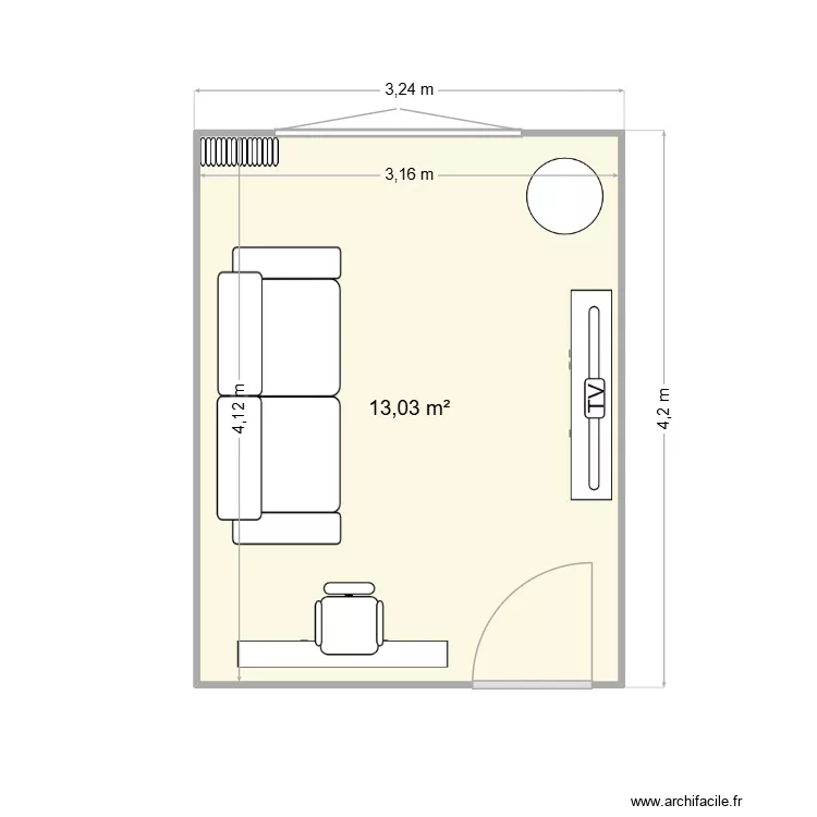NISSA - Chambre Bureau. Plan de 1  et 13 m²
