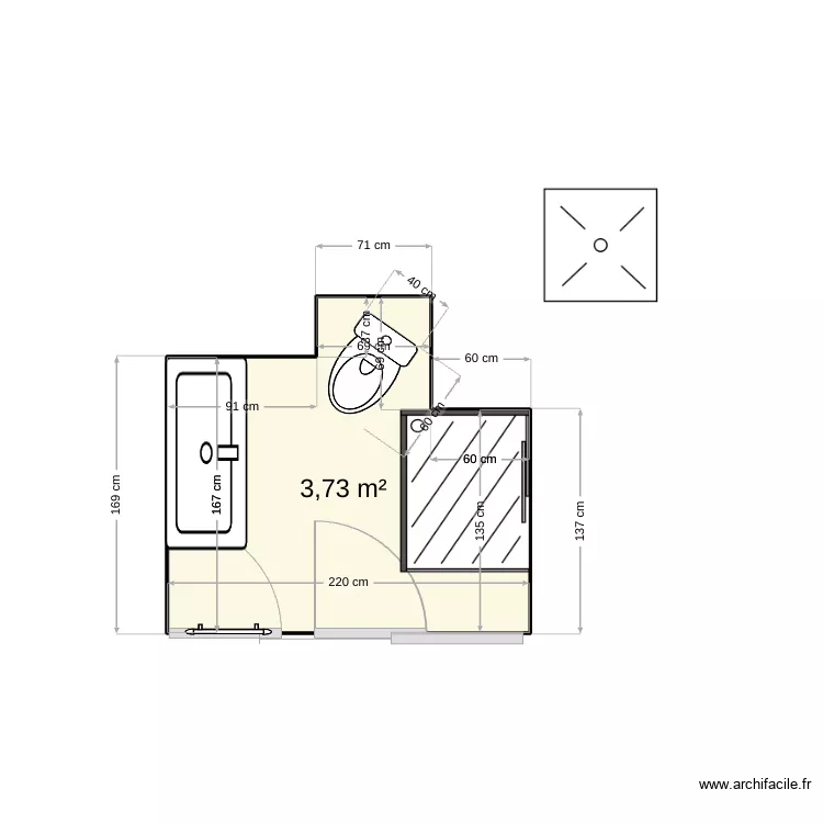 salle de bain & wc &eacute;tage projet. Plan de 