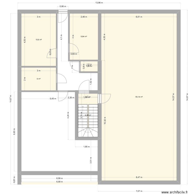 THIRRY 2 ETAGE. Plan de 6 pièces et 130 m2