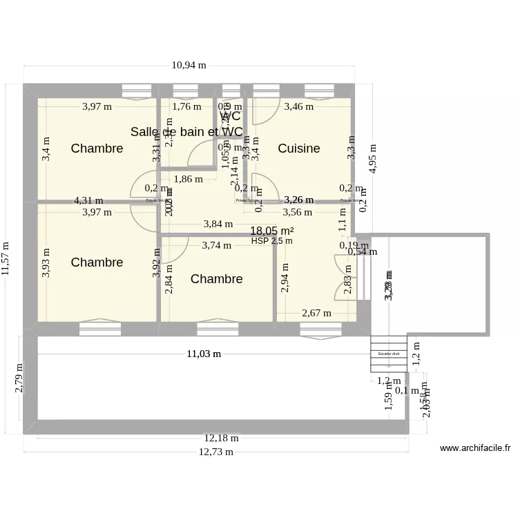 my house. Plan de 7 pièces et 75 m²