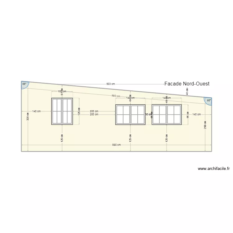 Fa&ccedil;ade nord-ouest. Plan de 