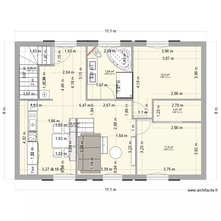 Etage1.1. Plan de 6 et 76 m² Etage1.1. Plan de 6 et 76 m²