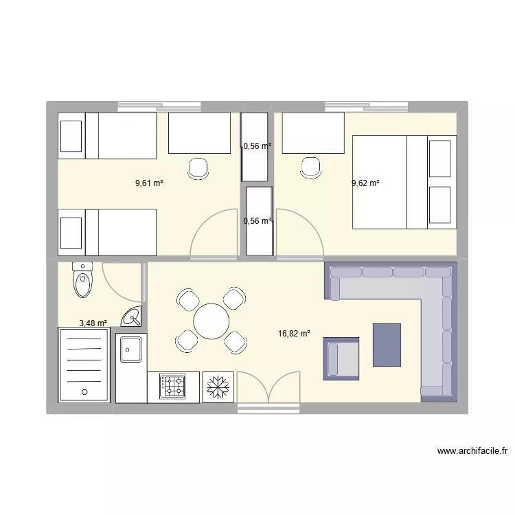 Studio Ferme. Plan de 6  et 41 m²