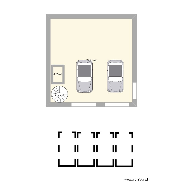 plan du garage. Plan de 2 pièces et 26 m2