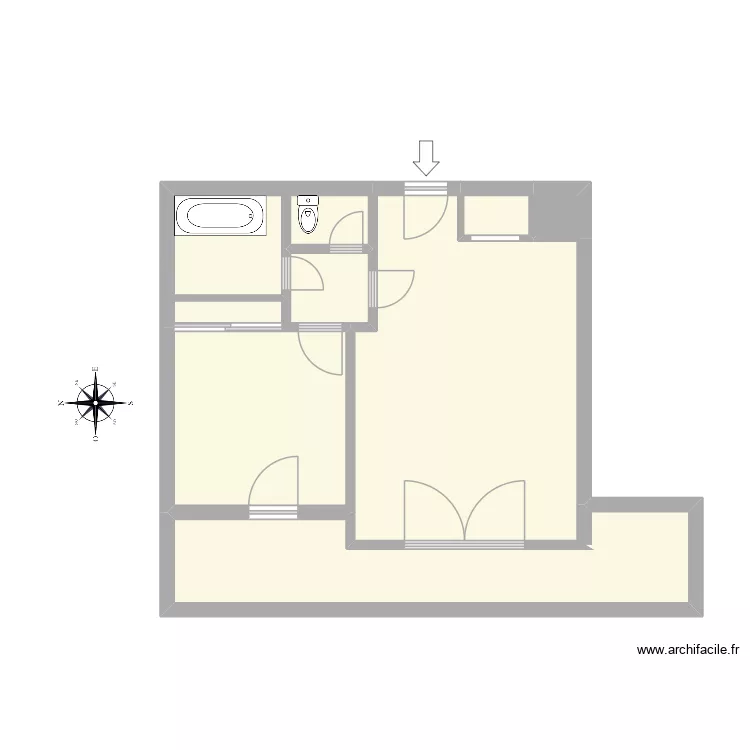 Jaubertie T2. Plan de 9  et 54 m²