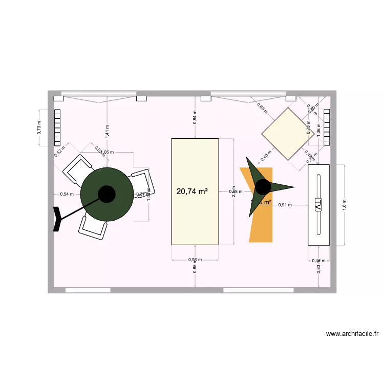 Dijon V5. Plan de 1  et 21 m²