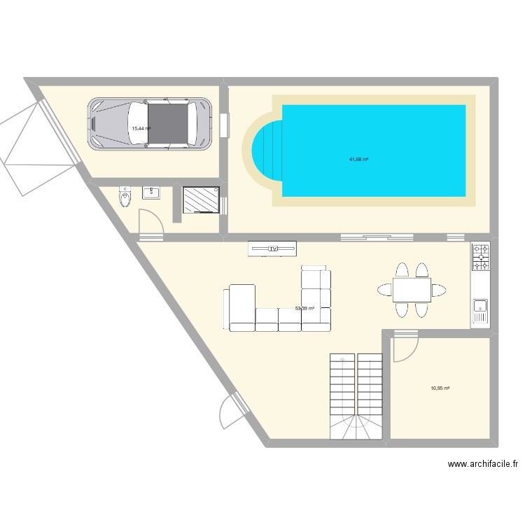 PLAN RICHAD. Plan de 4 pièces et 121 m2