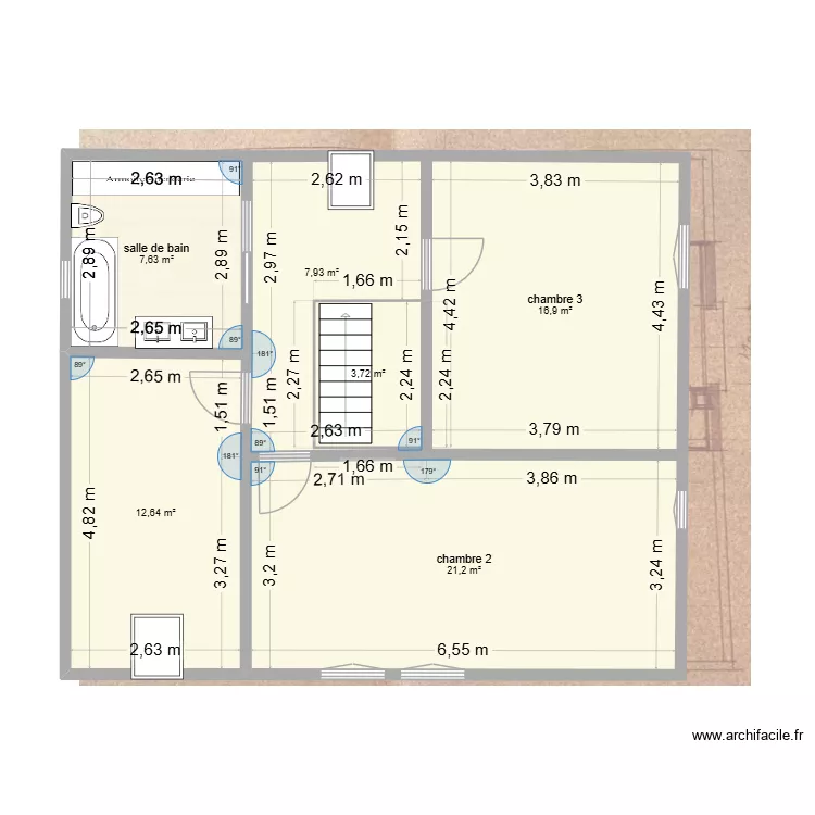 Maison Plérin étage. Plan de 6 pièces et 70 m² Maison Plérin étage. Plan de 6 pièces et 70 m²