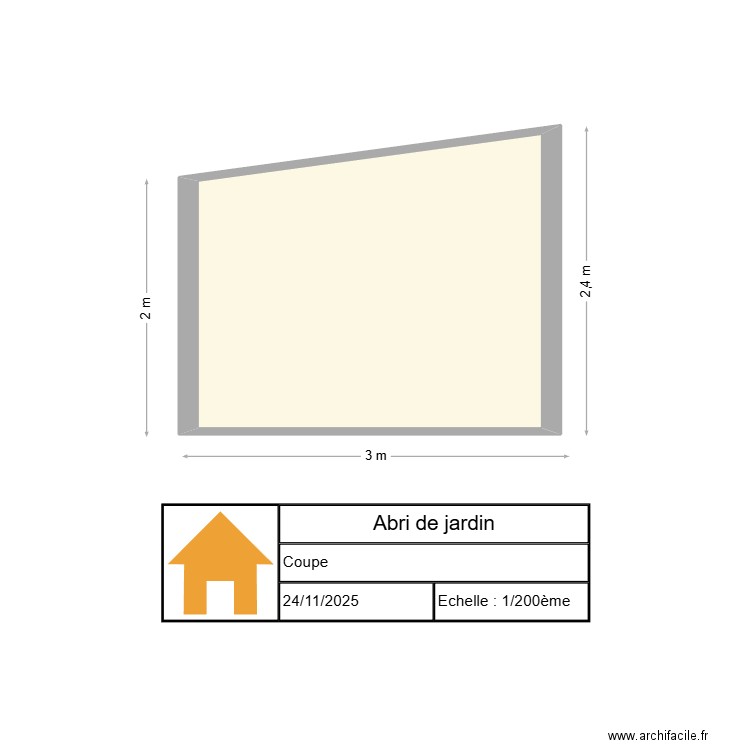 COUPE. Plan de 1 pièce et 6 m2