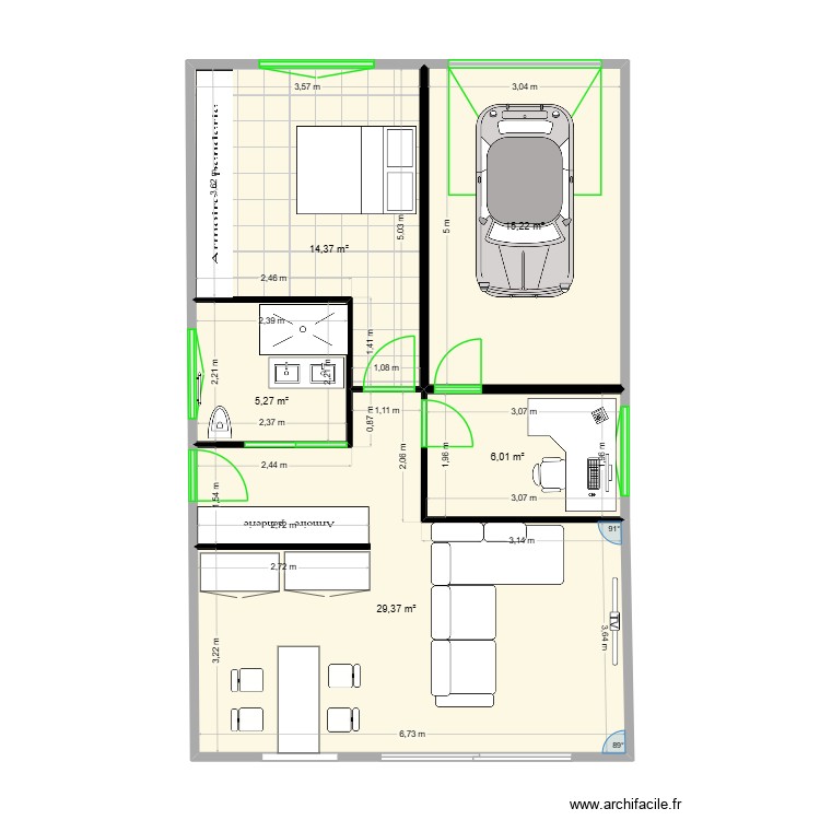 maison 50m&sup2;. Plan de 0 pièce et 0 m2