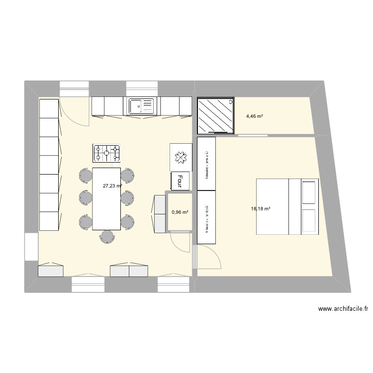 RDC_conde. Plan de 4 pièces et 51 m2