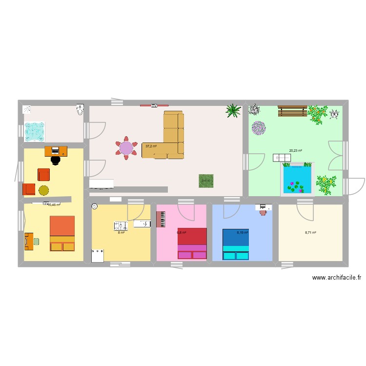 OLFA. Plan de 7 pièces et 105 m2